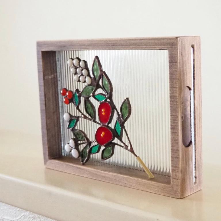 レトロなステンドグラスの冬パネル | 3枚目