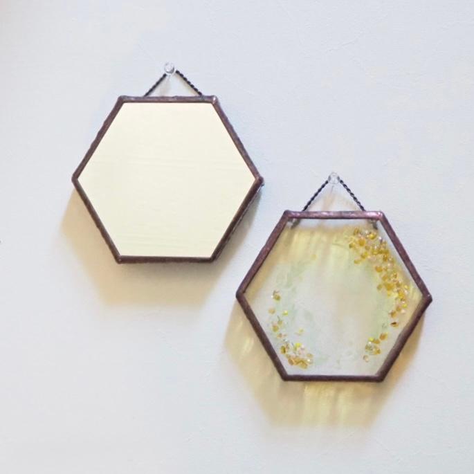<春の福袋>春の息吹を映すステンドグラスの６角形のミラーセット