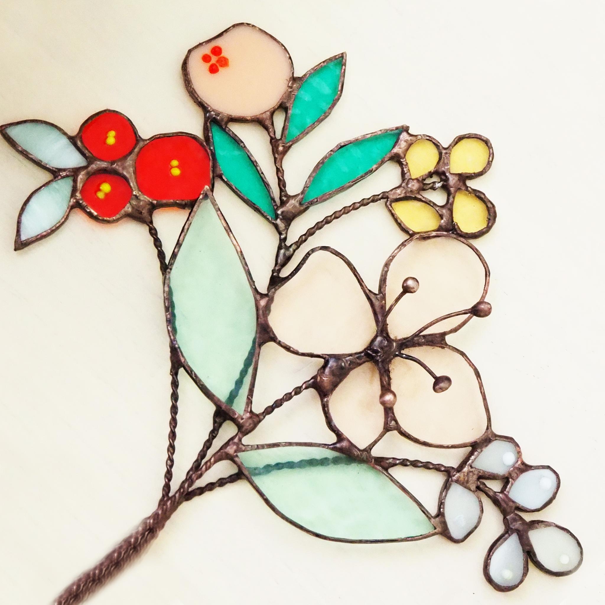 花束つき♪ステンドグラスの一輪挿し（イエロー） | 9枚目