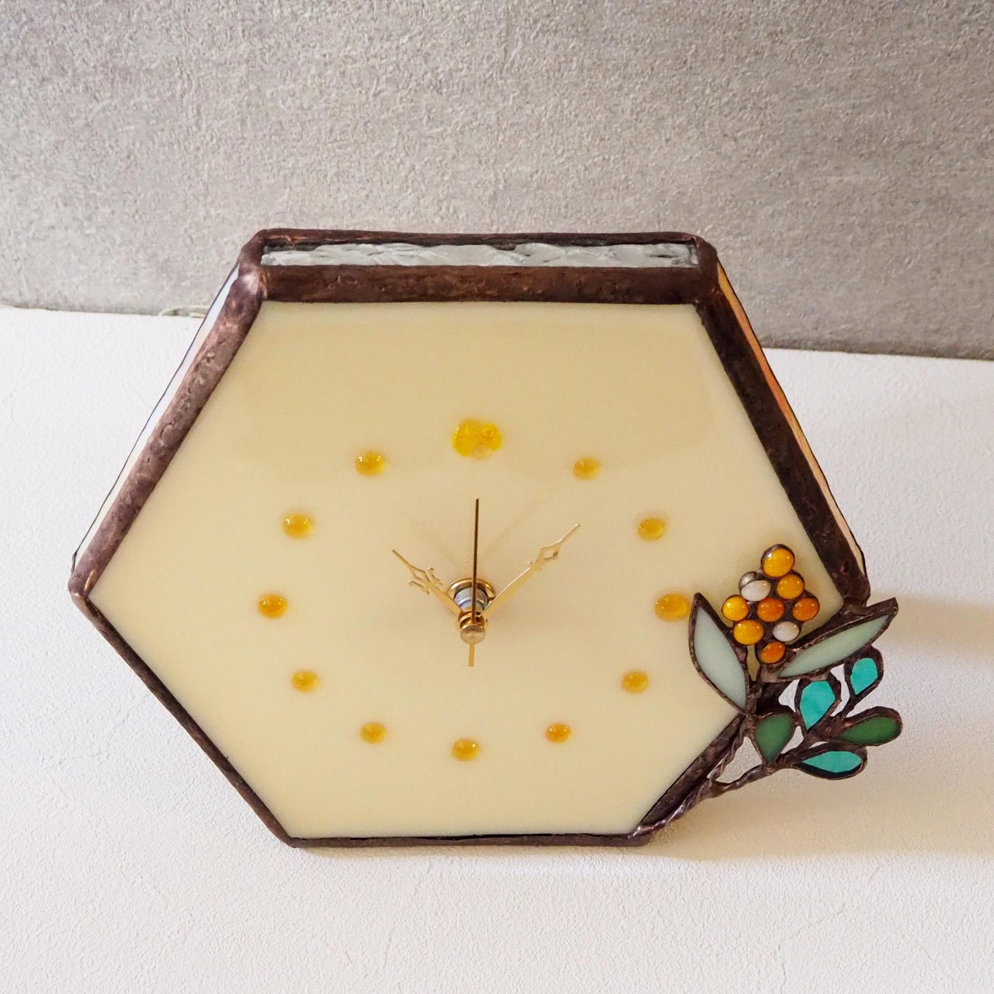 ステンドグラスのミモザ置き時計 | 8枚目