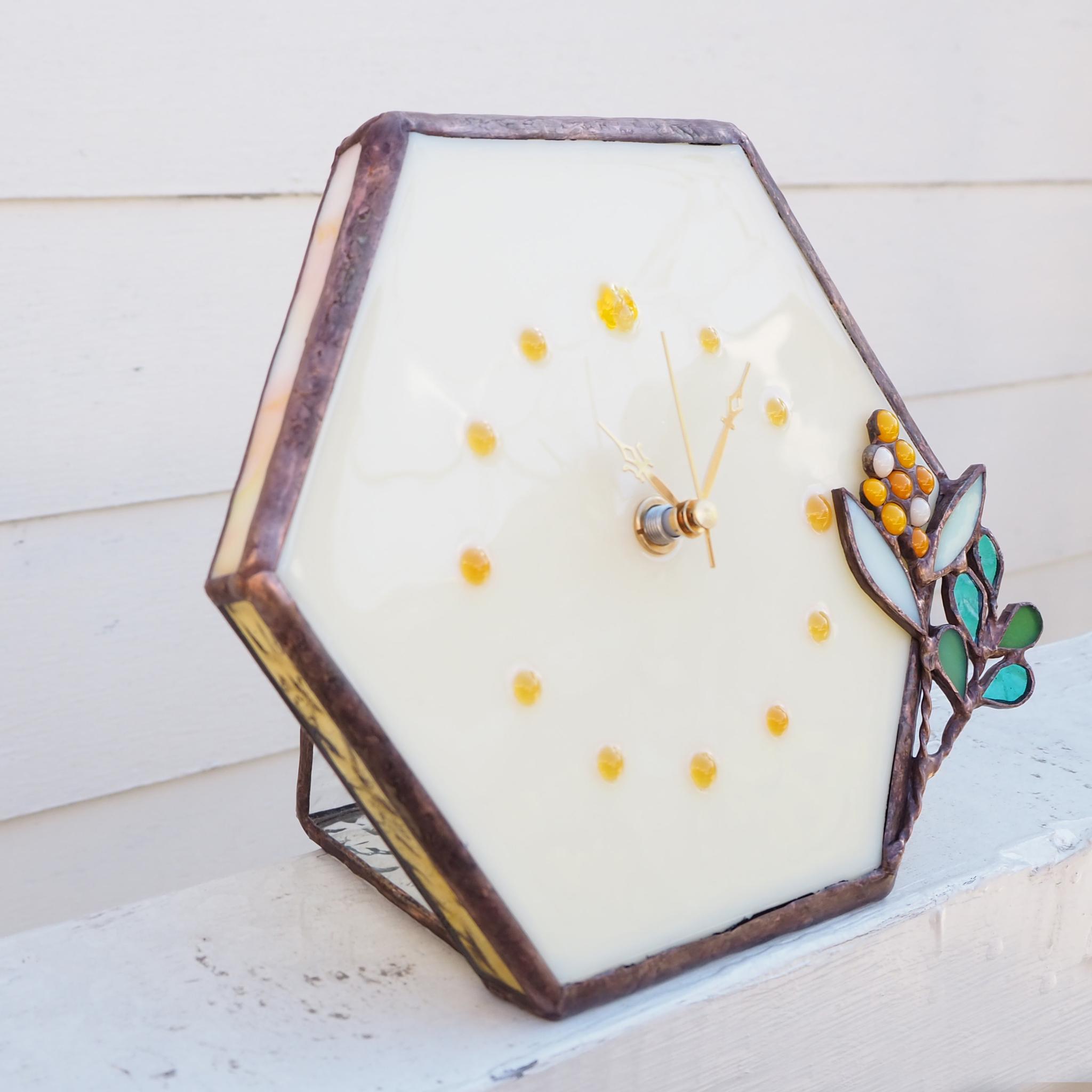 ステンドグラスのミモザ置き時計 | 12枚目