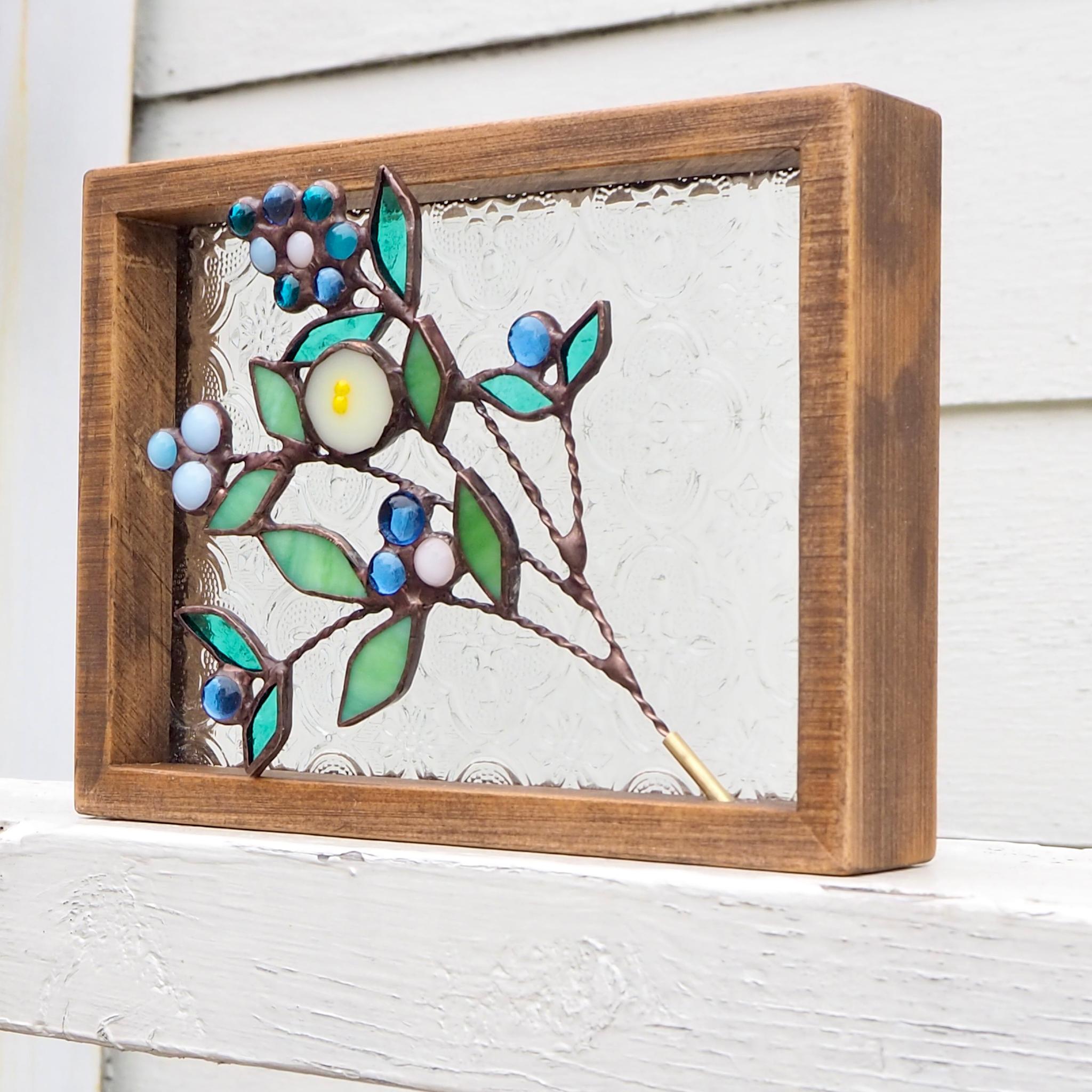 レトロなステンドグラスの夏パネル