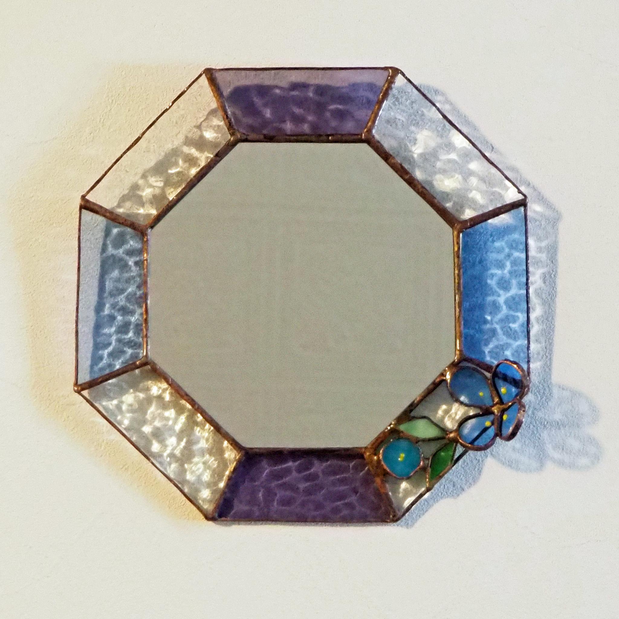 ステンドグラスの夏色お花のミラー