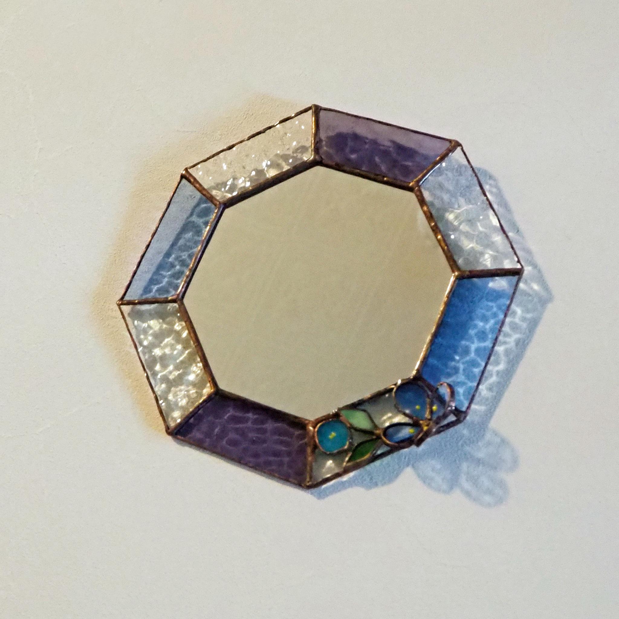 ステンドグラスの夏色お花のミラー | 2枚目