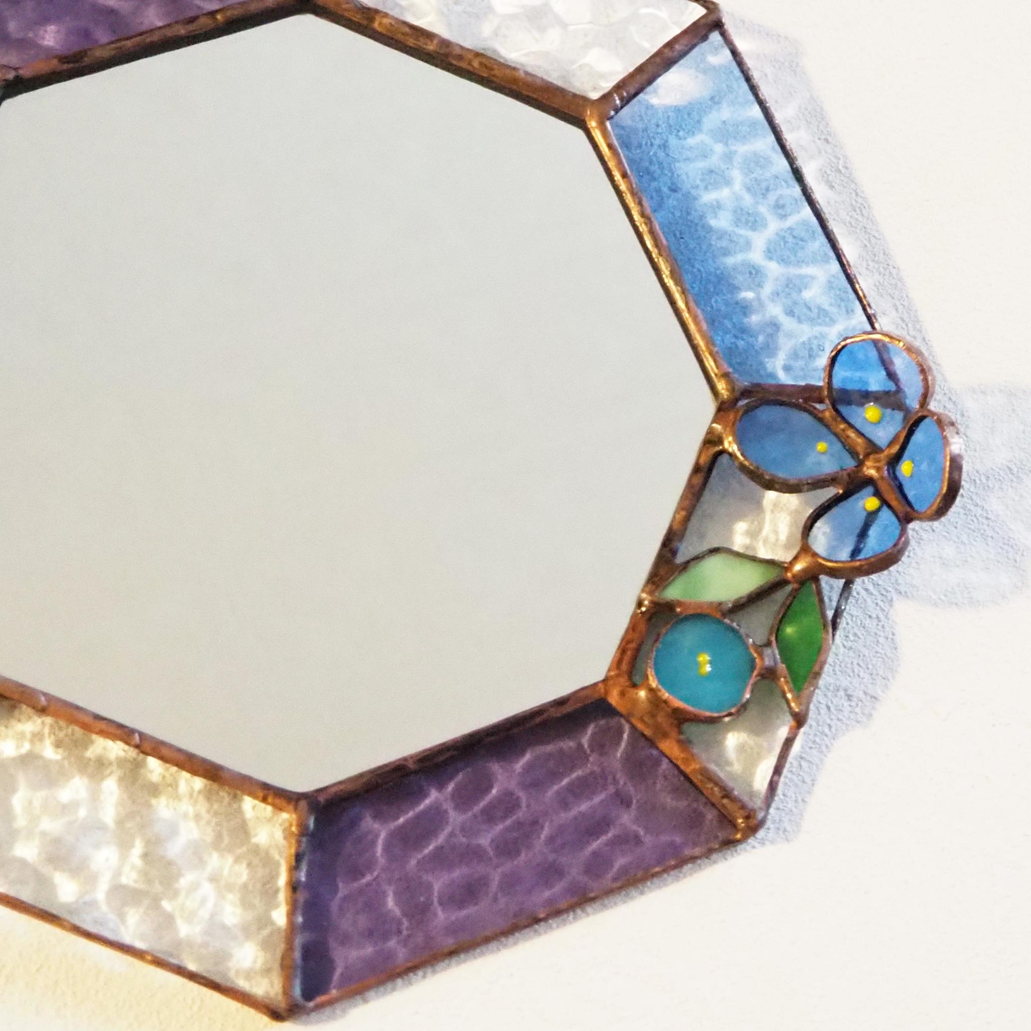 ステンドグラスの夏色お花のミラー | 4枚目