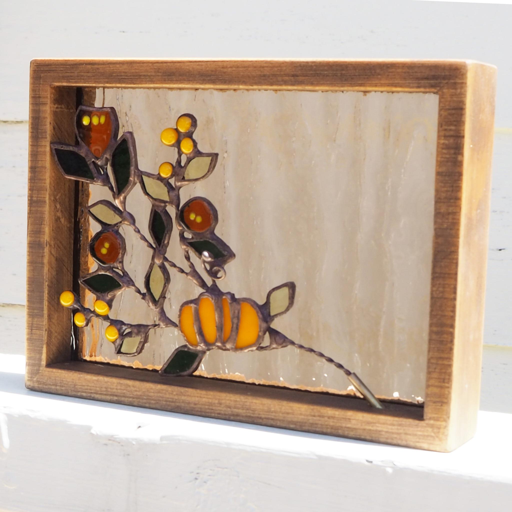 レトロなステンドグラスの秋パネル | 5枚目