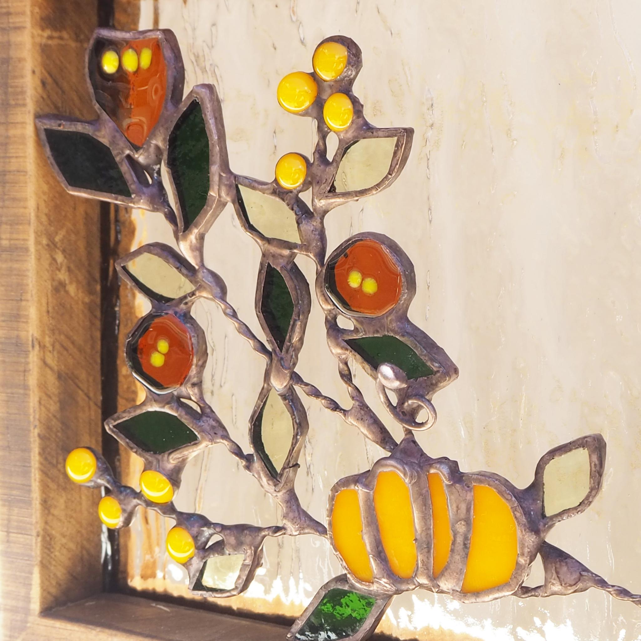 レトロなステンドグラスの秋パネル | 6枚目