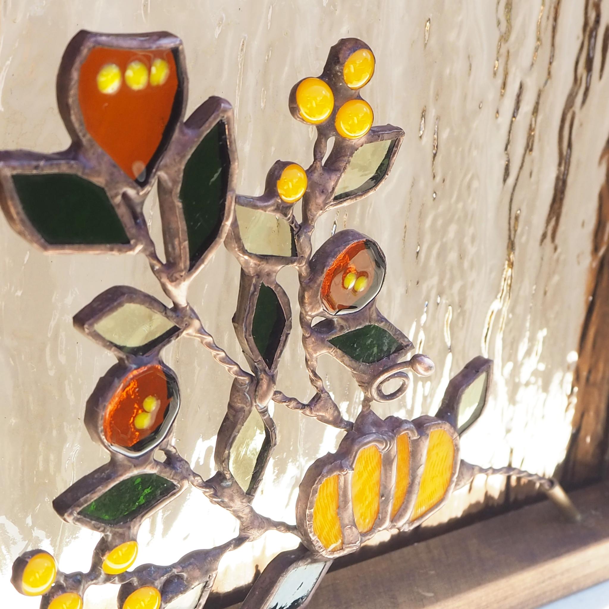 レトロなステンドグラスの秋パネル | 7枚目