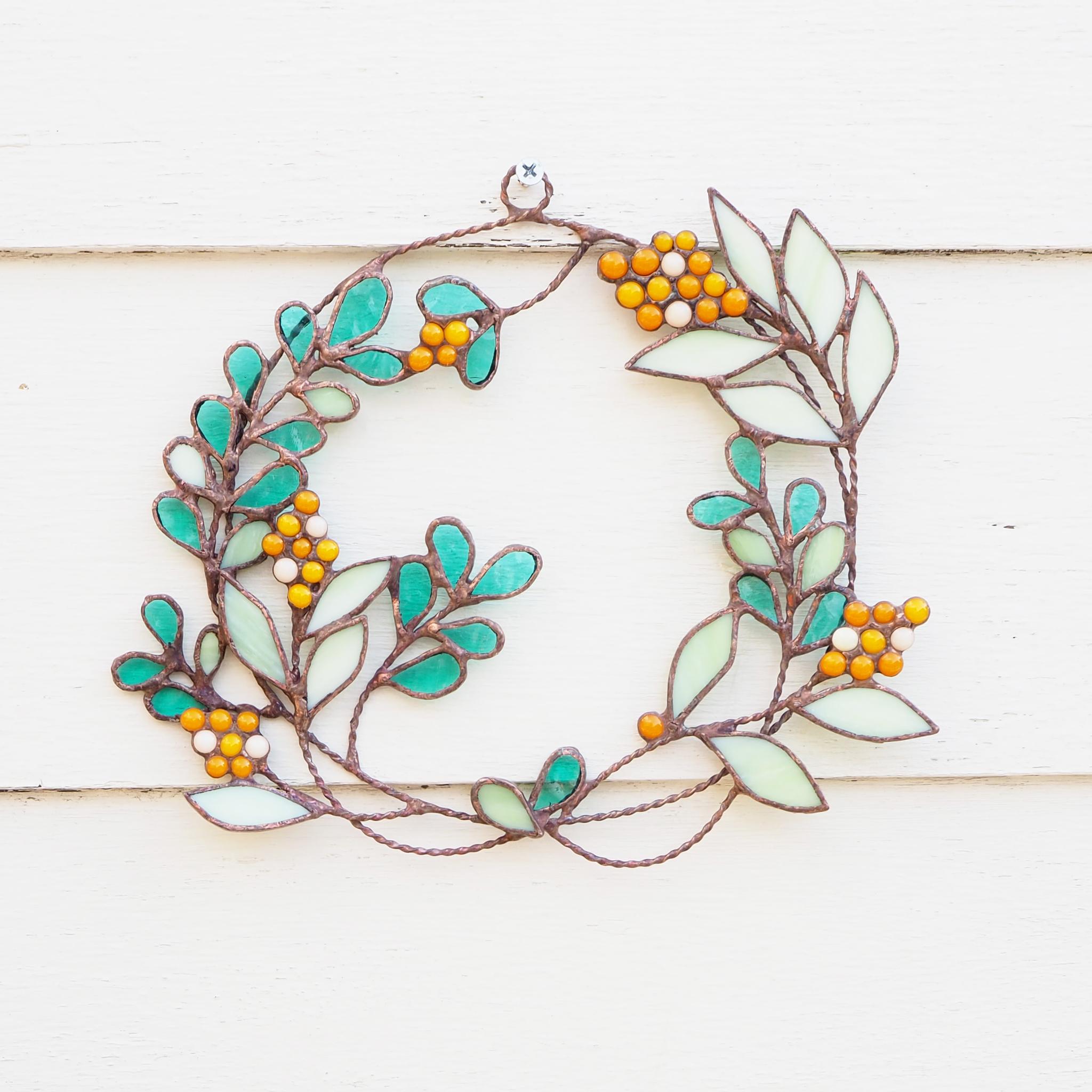 春の陽だまりステンドグラスリース(ミモザ) | 2枚目