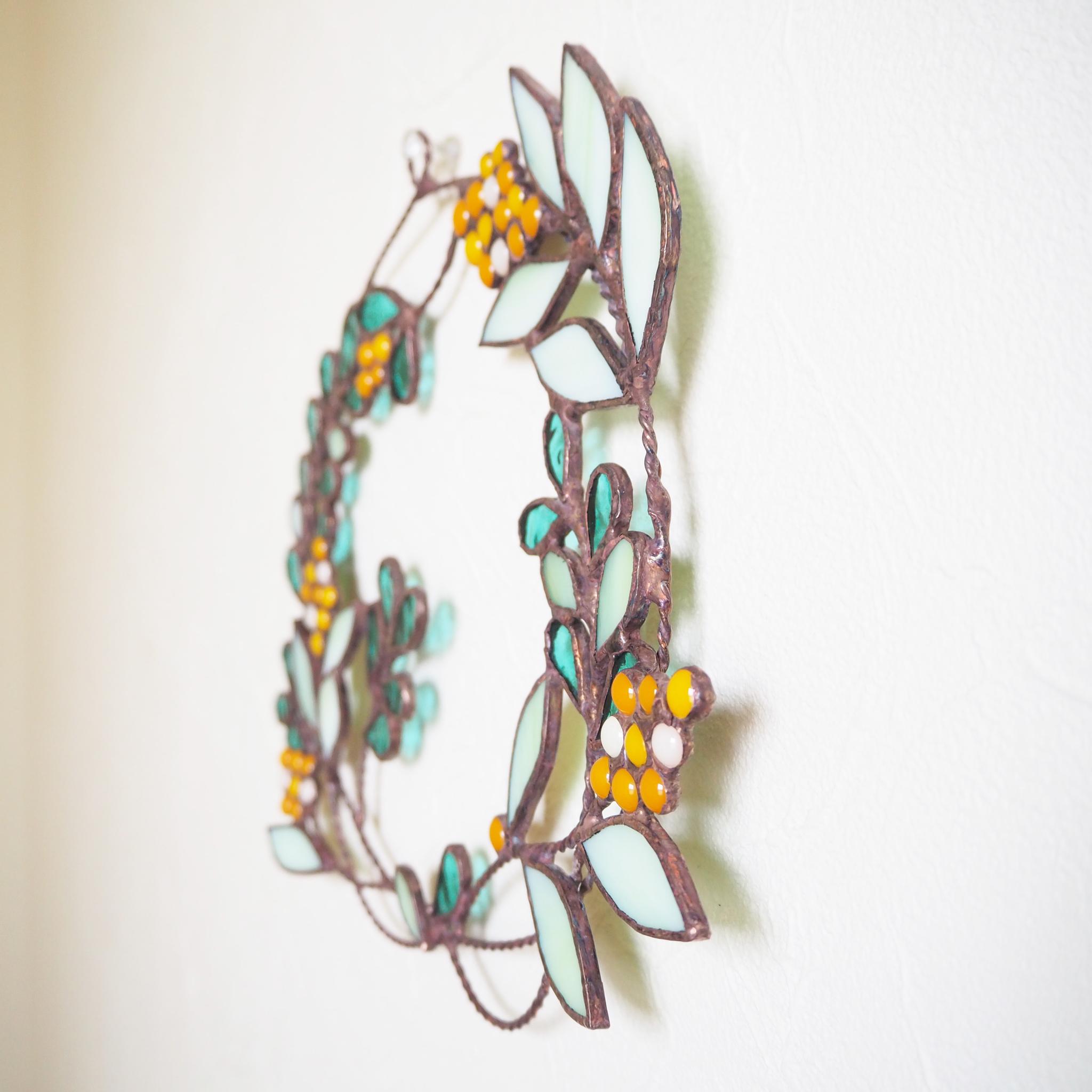 春の陽だまりステンドグラスリース(ミモザ) | 10枚目